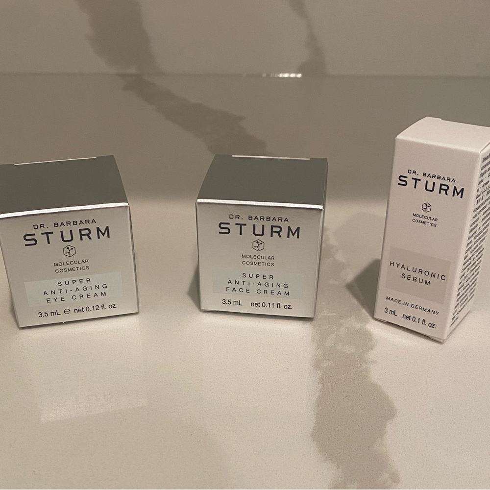 New Travel Size Dr. Sturm Eye Cream, Face Cream, & Hyaluronic Serum